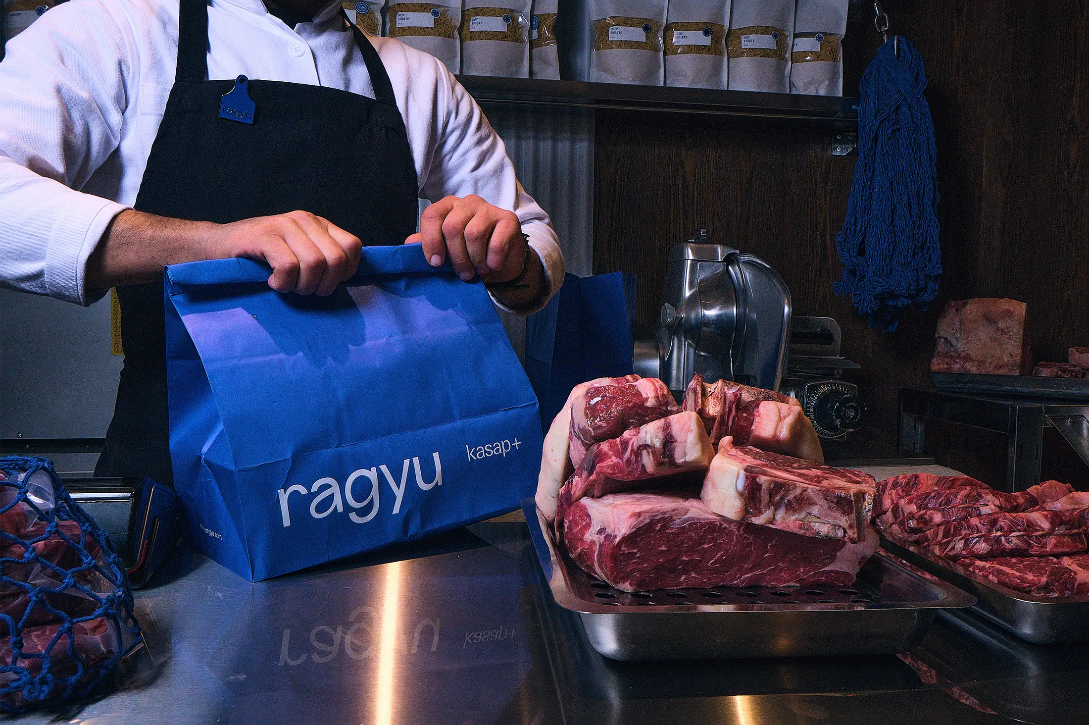 Ragyu Butcher Kasap Branding Identity Design Logo Logomark Brand Mark Stationary Packaging Label Tag Meat Food